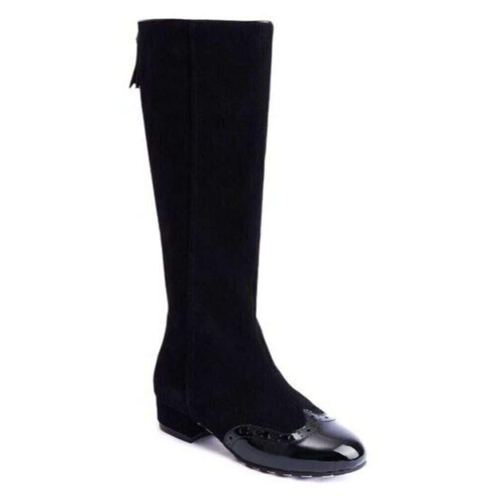 Lola Ramona Women Black Suede Alice Back Zip‎ Tall Boots 36 US 5.5
